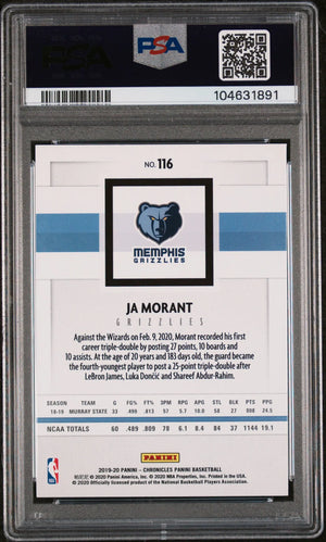 2019 Panini Chronicles Ja Morant RC Rookie Featuring Young Dolph PSA 9 