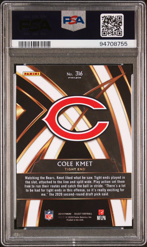 2019 Panini Select 2020 XRC Prizm Redemption Cole Kmet RC PSA 10 