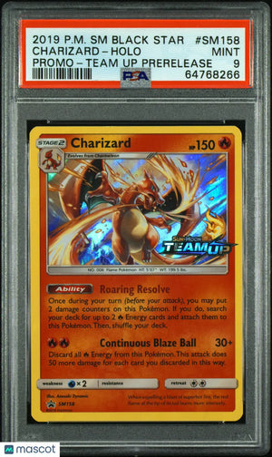 2019 Pokemon SM Black Star Charizard #SM158 Promo-Team Up Prerelease PSA 9 