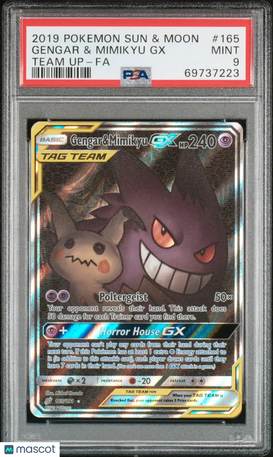 2019 Pokemon Sun & Moon Gengar & Mimikyu GX #165 Team Up-FA PSA 9 