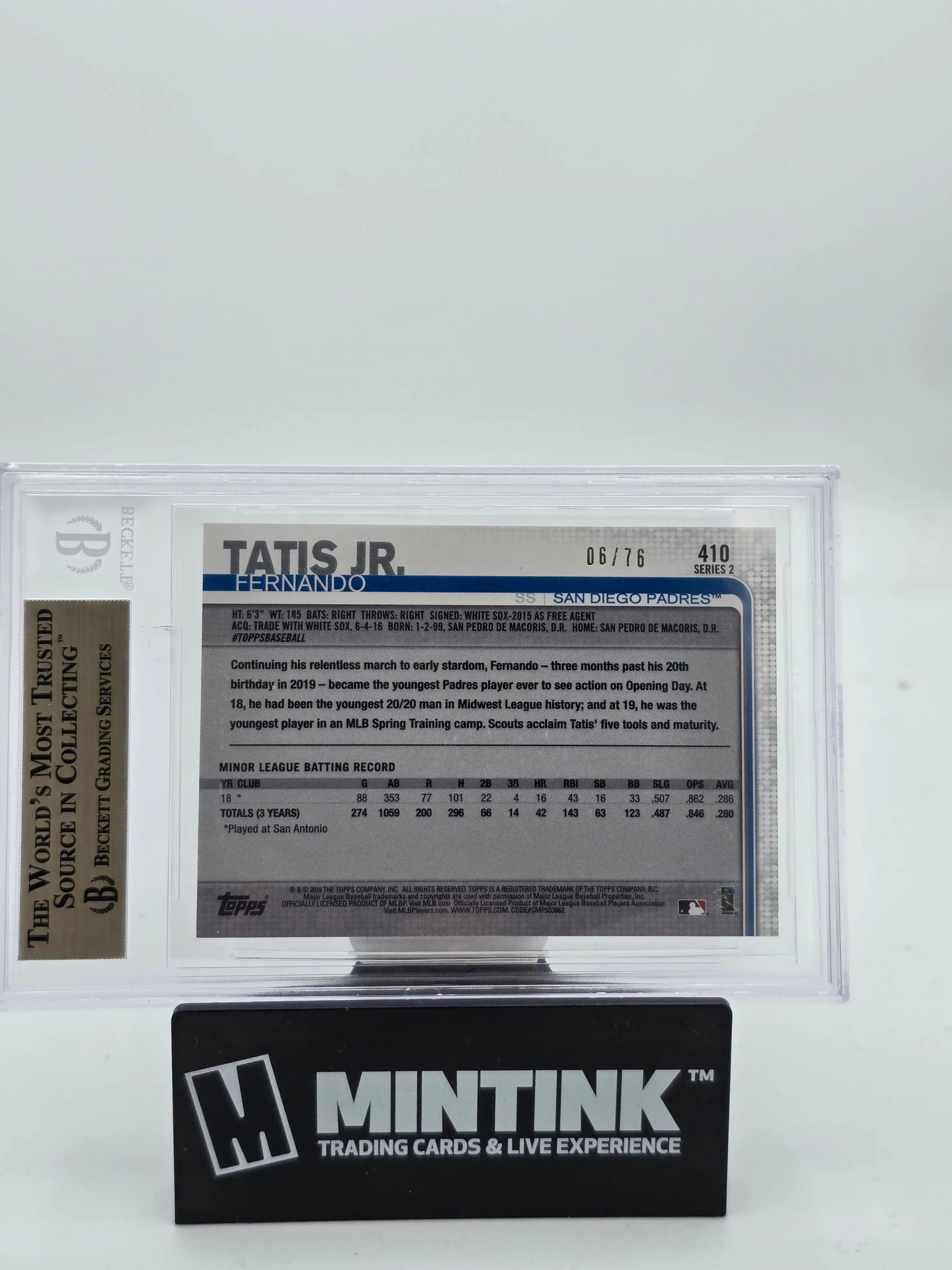 2019 Topps Baseball Fernando Tatis JR. RC Rookie Independence Day BGS 9.5 /76 