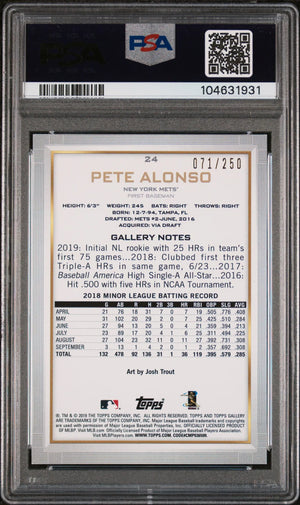 2019 Topps Gallery Baseball Pete Alonso RC Rookie PSA 10 /250 