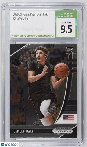 2020-21 Panini Prizm Draft Picks LaMelo Ball RC Rookie CSG 9.5 #3 