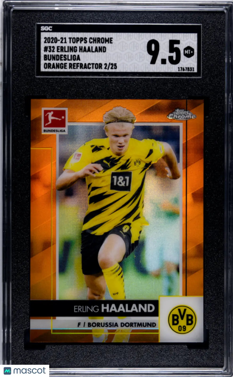 2020-21 Topps Chrome Bundesliga Erling Haaland  Orange Refractor SGC 9.5 /25 