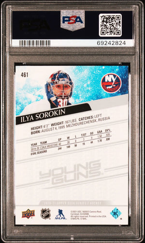 2020-21 Upper Deck Series 2 Hockey Ilya Sorokin Young Guns RC PSA 10 