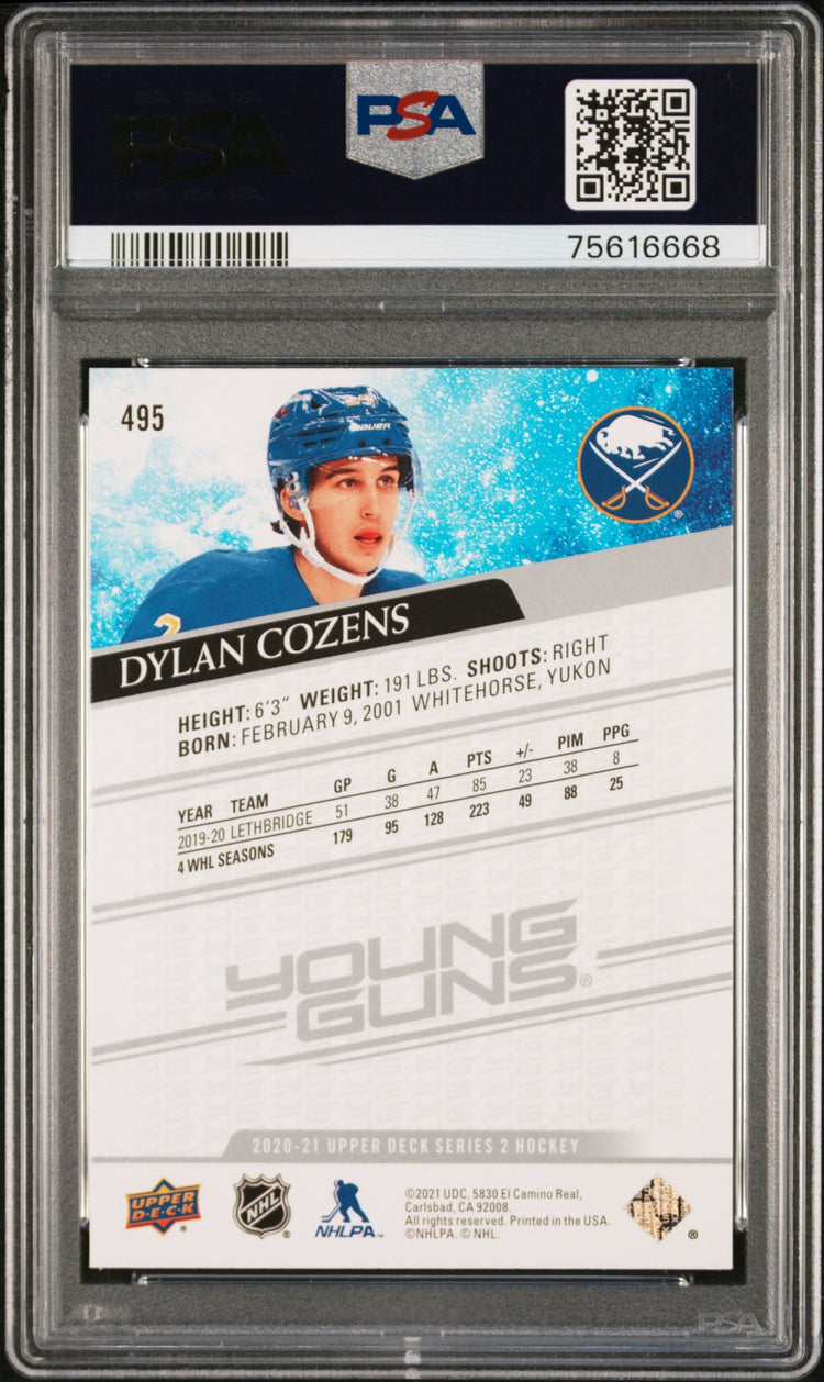 2020 21 Upper Deck Series 2 Psa 10 Dylan Cozens Young Guns 495 2