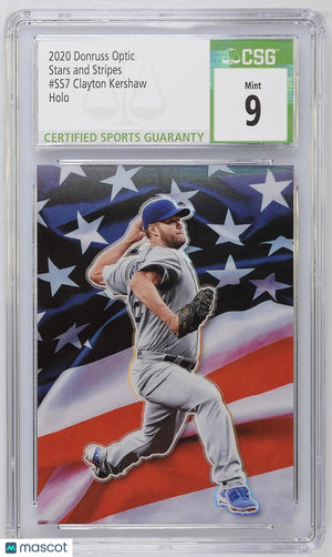 2020 Donruss Optic Clayton Kershaw Stars and Stripes Holo CSG 9 #SS7 