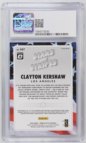 2020 Donruss Optic Clayton Kershaw Stars and Stripes Holo CSG 9 #SS7 