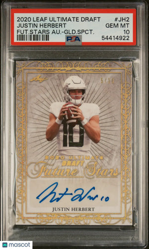 2020 Leaf Ultimate Future Stars Auto Gold Spectrum Justin Herbert PSA 10 /10 