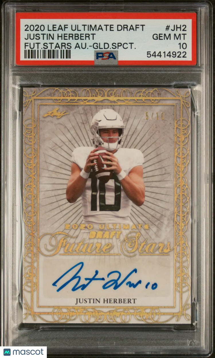 2020 Leaf Ultimate Future Stars Auto Gold Spectrum Justin Herbert PSA 10 /10 