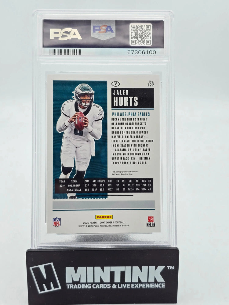 2020 Panini Contenders Jalen Hurts RC Rookie Ticket Redzone Auto Red PSA 10 