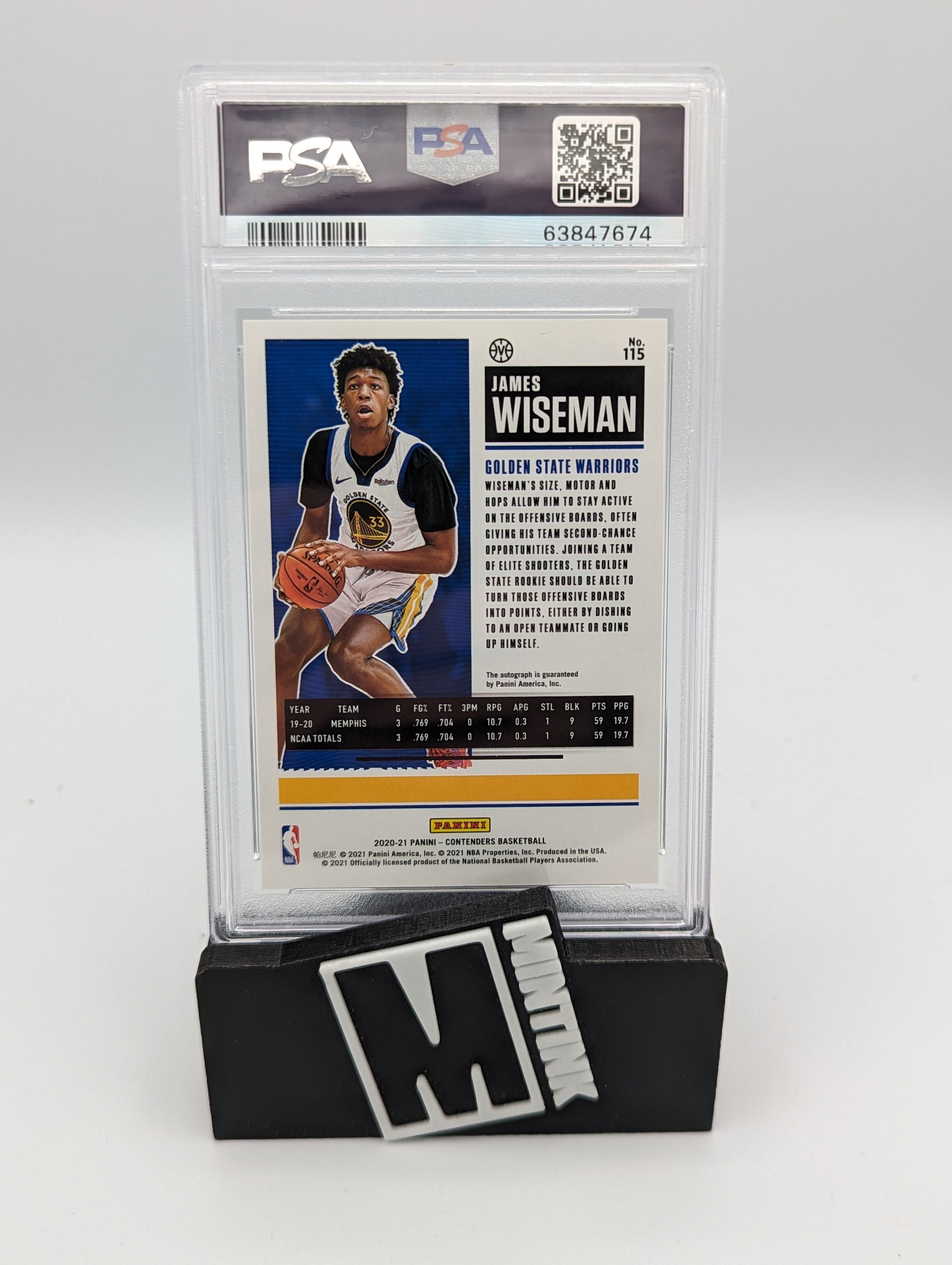 2020 Panini Contenders Psa 10 James Wiseman Variation Rookie Auto 115 2