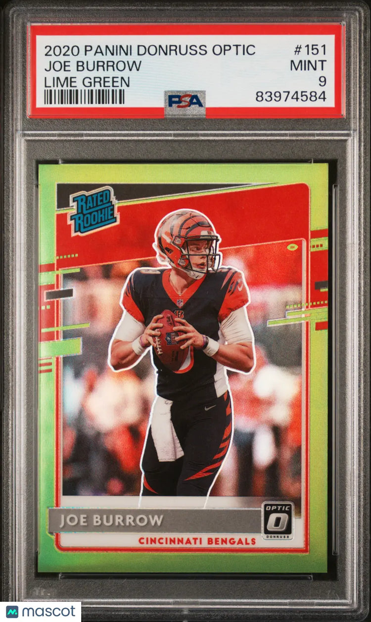 2020 Panini Donruss Optic Joe Burrow Rated Rookie Lime Green PSA 9 /35 