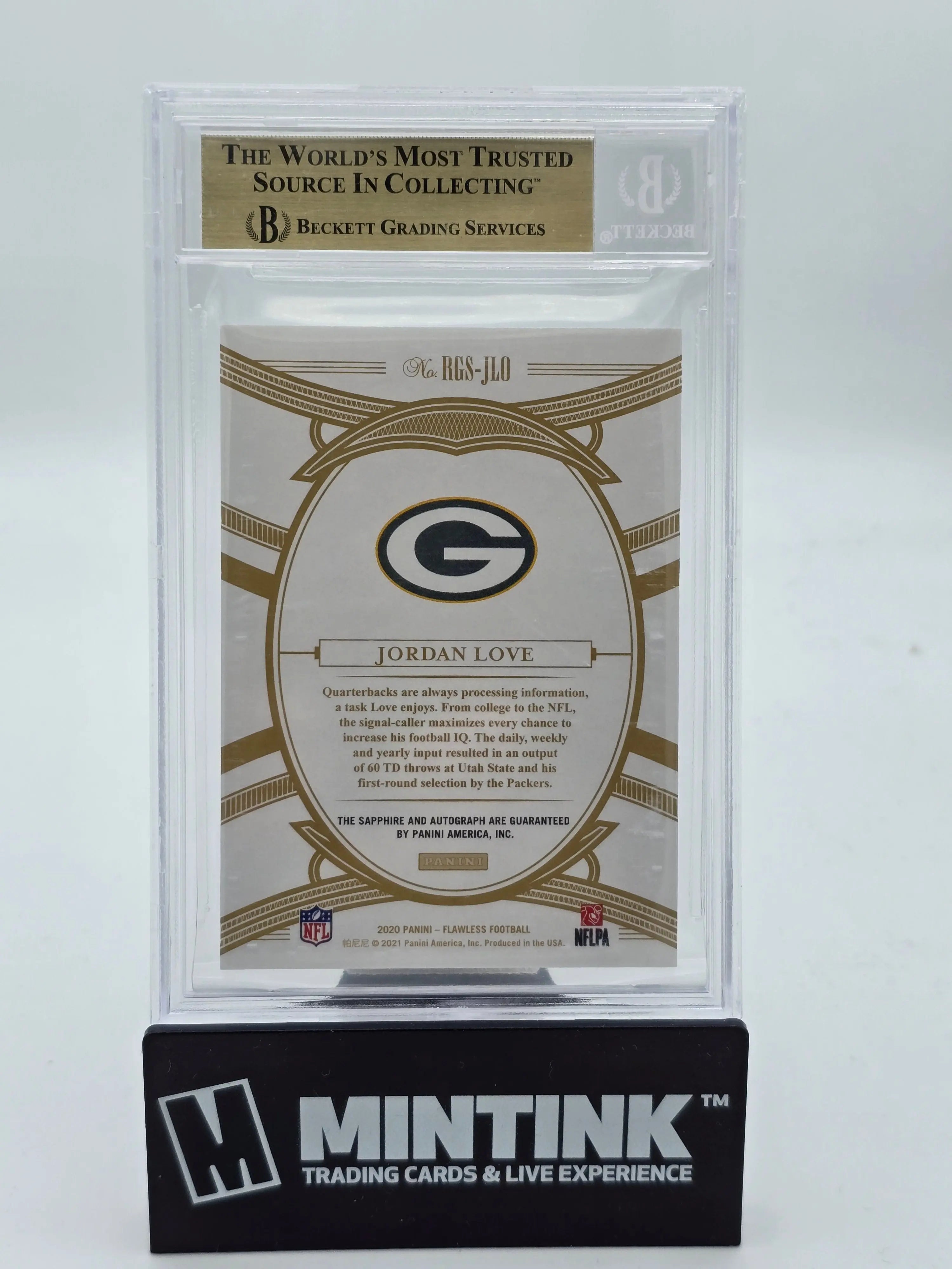 2020 Panini Flawless Football Jordan Love RC Rookie Gems Sapphire Auto BGS 9.5 /15 