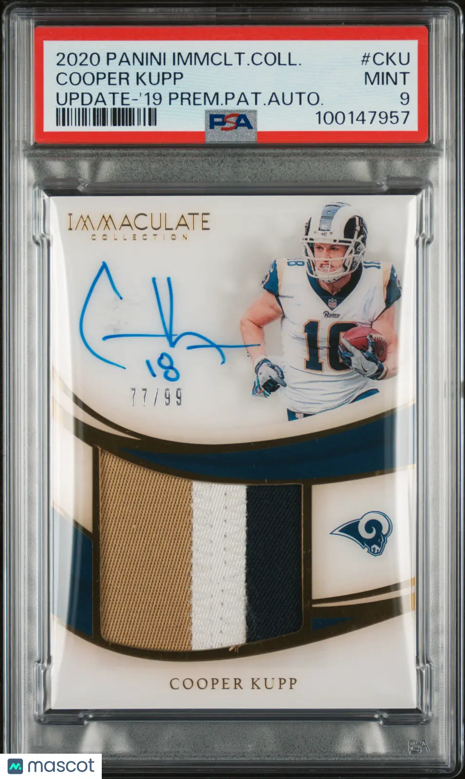 2020 Panini Immaculate Football Update Cooper Kupp Premium Patch Auto PSA 9 /99 