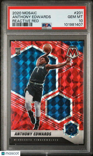 2020 Panini Mosaic Basketball Anthony Edwards RC Reactive Red PSA 10 