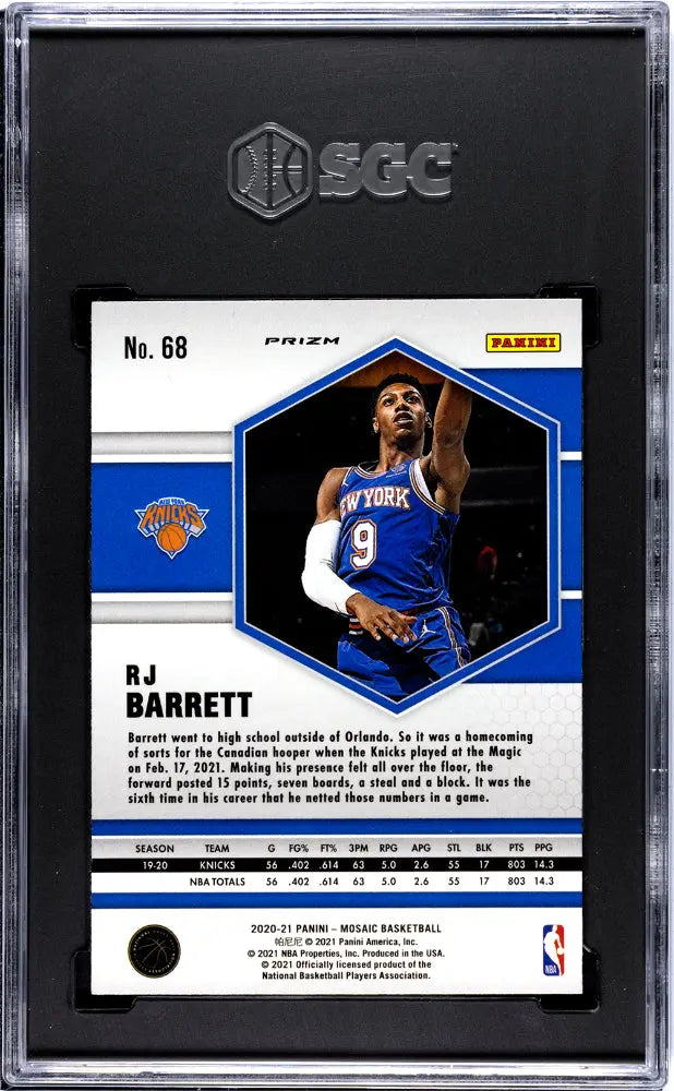 2020 Panini Mosaic Basketball RJ Barrett Genesis Prizm SGC 9 