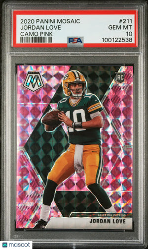 2020 Panini Mosaic Football Jordan Love RC Rookie Pink Camo PSA 10 