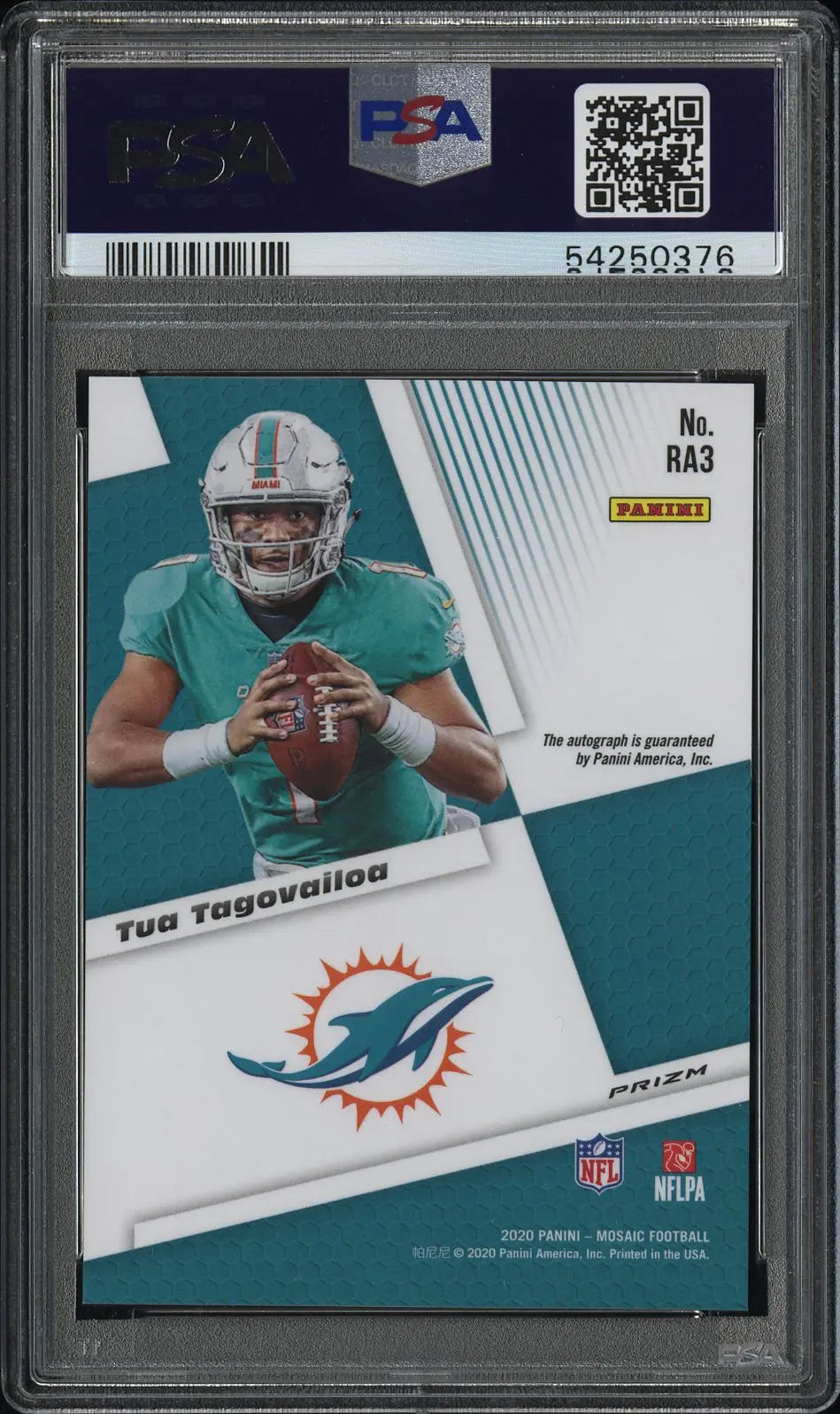 2020 Panini Mosaic Football Rookie Autographs Tua Tagovailoa PSA 10 