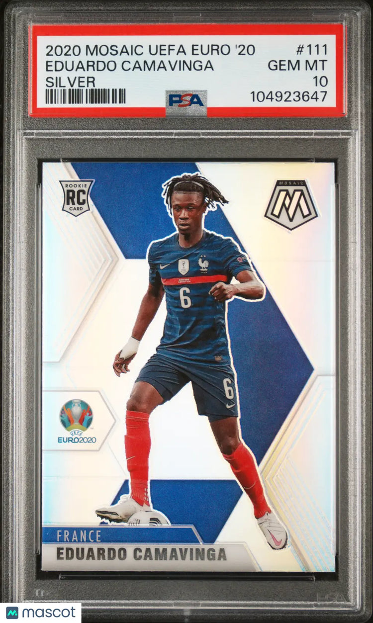 2020 Panini Mosaic UEFA Euro 2020 Eduardo Camavinga RC Silver PSA 10 