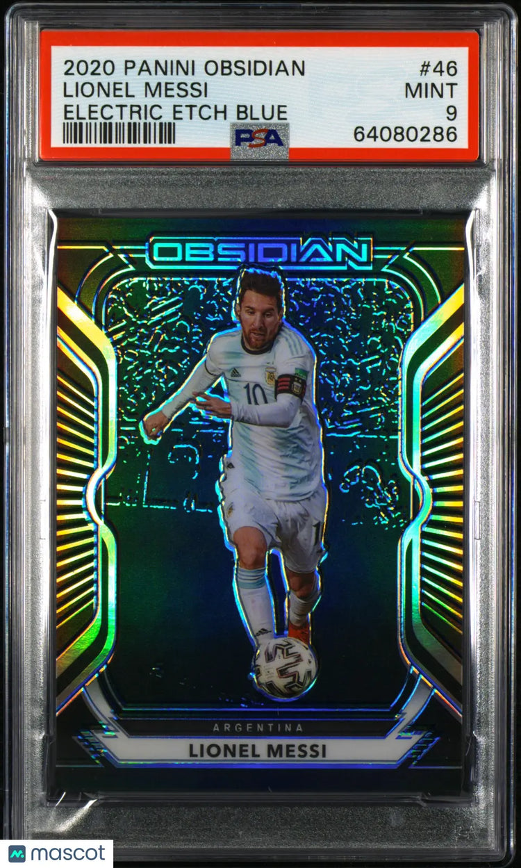 2020 Panini Obsidian Soccer Lionel Messi Electric Etch Blue PSA 9 10/30 