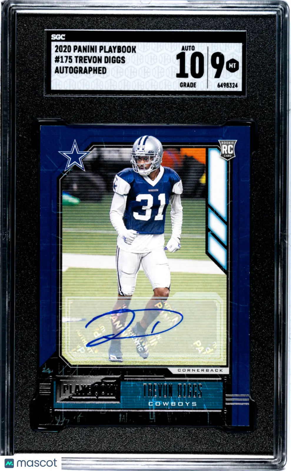 2020 Panini Playbook Trevon Diggs RC Rookie Autograph SGC 9 