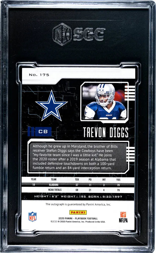 2020 Panini Playbook Trevon Diggs RC Rookie Autograph SGC 9 