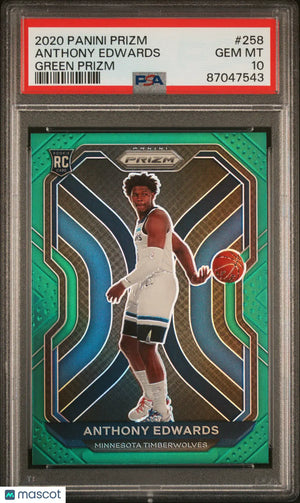 2020 Panini Prizm Basketball Anthony Edwards RC Rookie Green Prizm PSA 10 