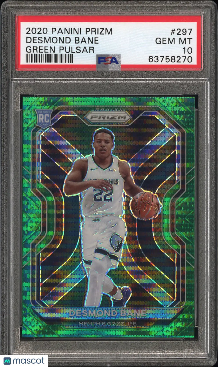 2020 Panini Prizm Basketball Desmond Bane RC Rookie Green Pulsar PSA 10 25/25 