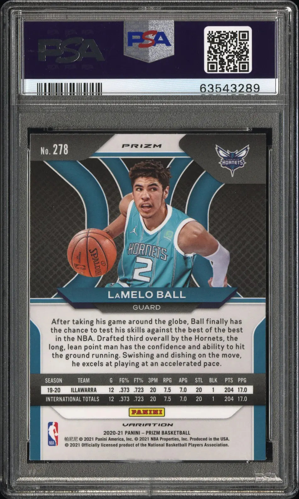 2020 Panini Prizm Basketball LaMelo Ball RC Rookie Variation Fast Break PSA 9 