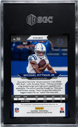 2020 Panini Prizm Michael Pittman JR. RC Rookie No Huddle Prizm Auto SGC 9 