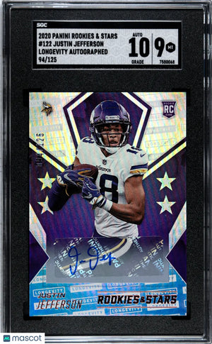 2020 Panini Rookies & Stars Justin Jefferson RC Rookie Longevity Auto SGC 9 /125 