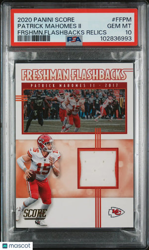 2020 Panini Score Freshman Flashbacks Relics Patrick Mahomes II PSA 10 