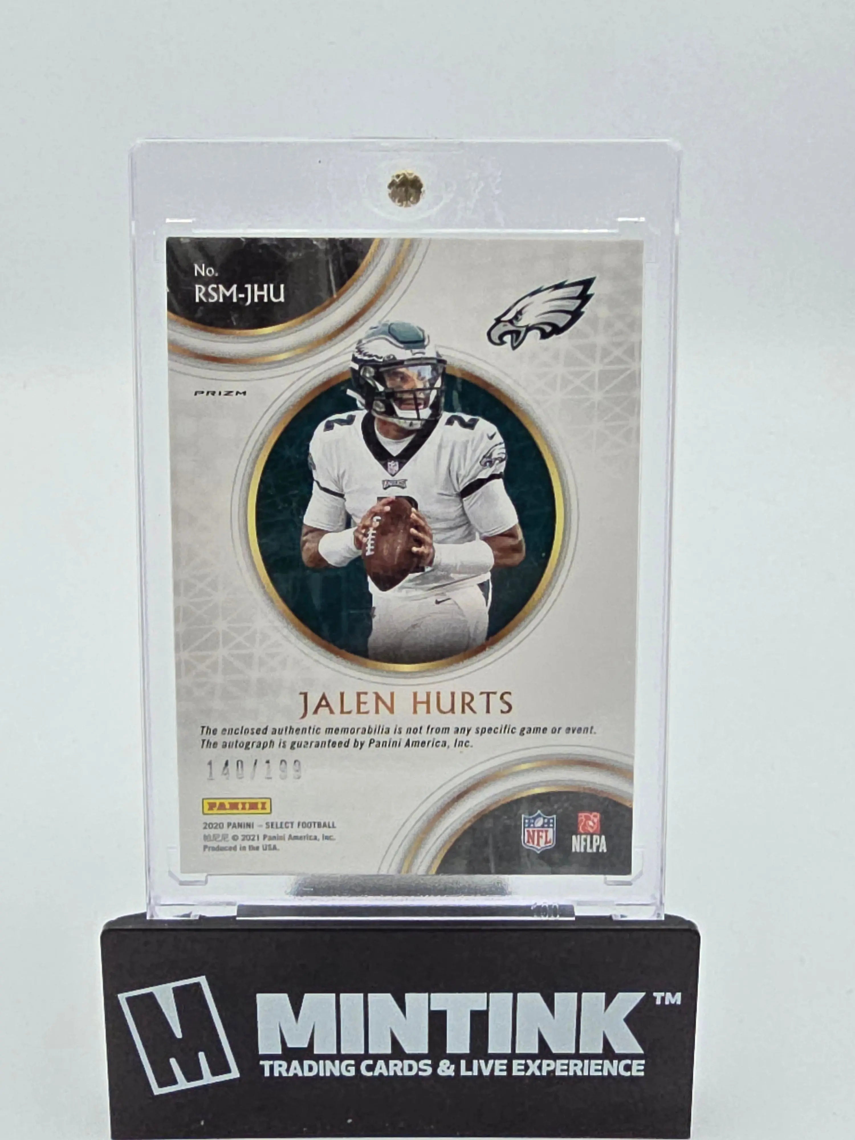 2020 Panini Select Football Jalen Hurts RC Rookie Patch Autograph Silver Prizm /199 