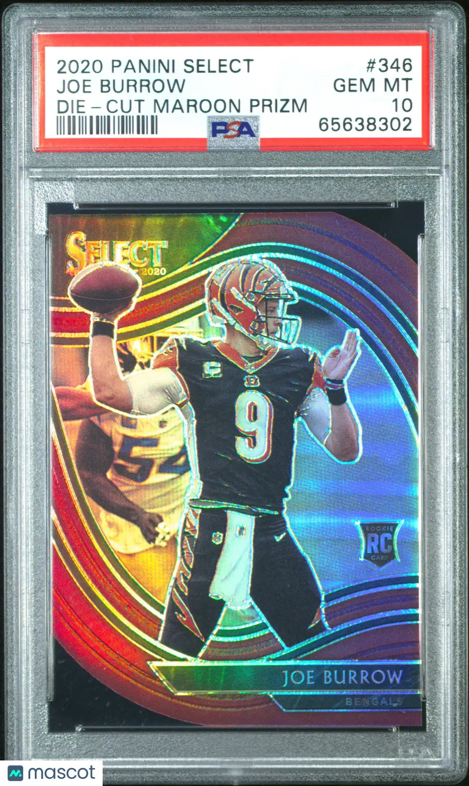 2020 Panini Select Football Joe Burrow RC Rookie Die-Cut Maroon Prizm PSA 10 