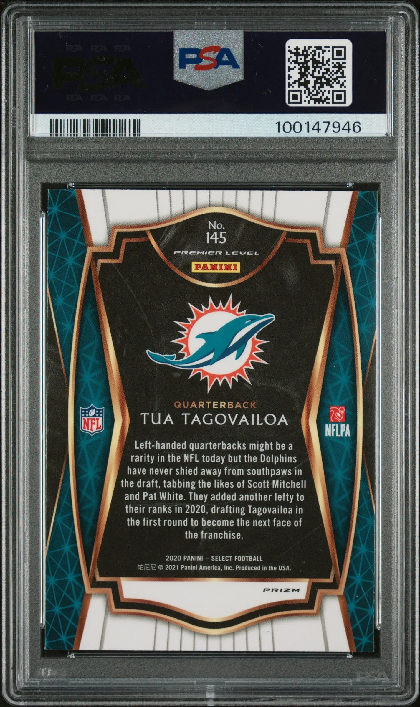 2020 Panini Select Football Tua Tagovailoa RC Rookie Silver Prizm PSA 10 