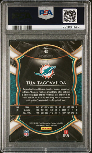 2020 Panini Select Football Tua Tagovailoa RC Rookie Silver Prizm PSA 9 