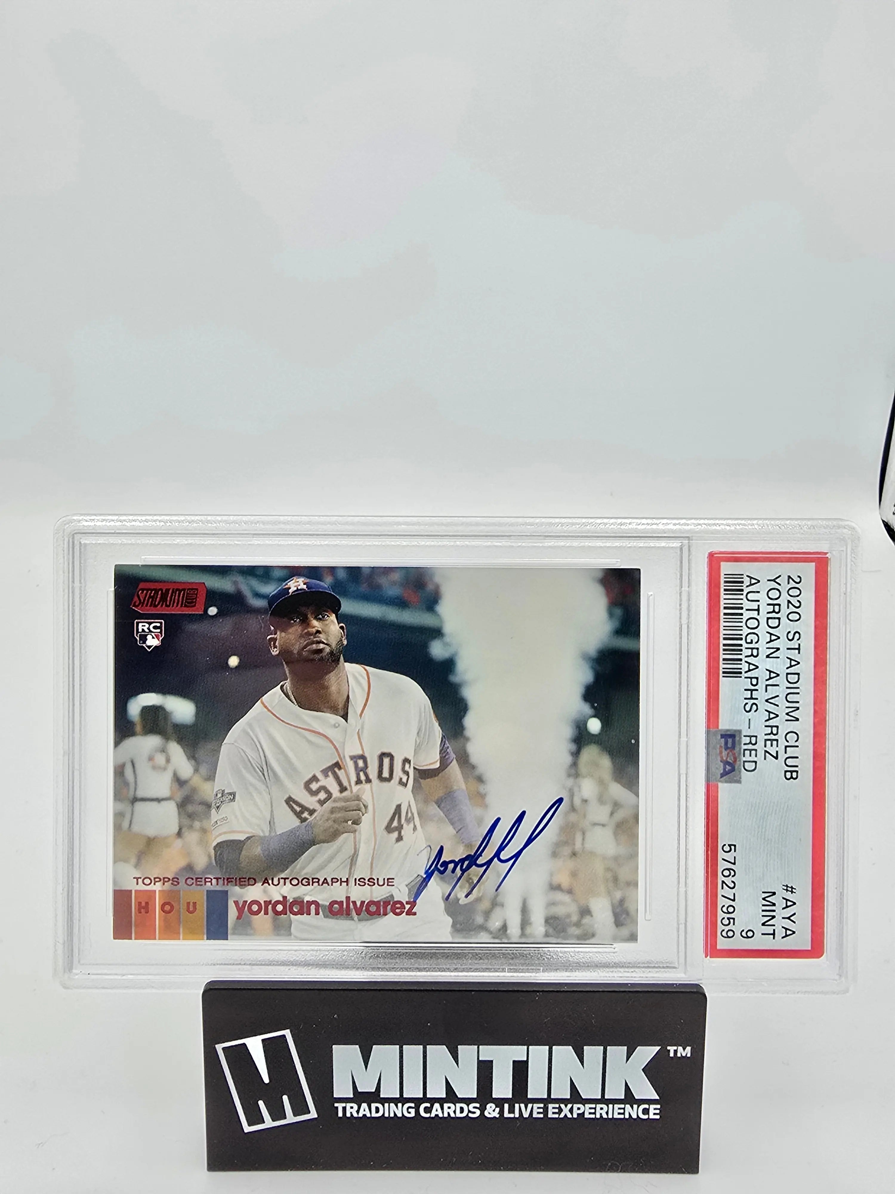 2020 Stadium Club Autographs Yordan Alvarez RC Rookie Red PSA 9 /50 