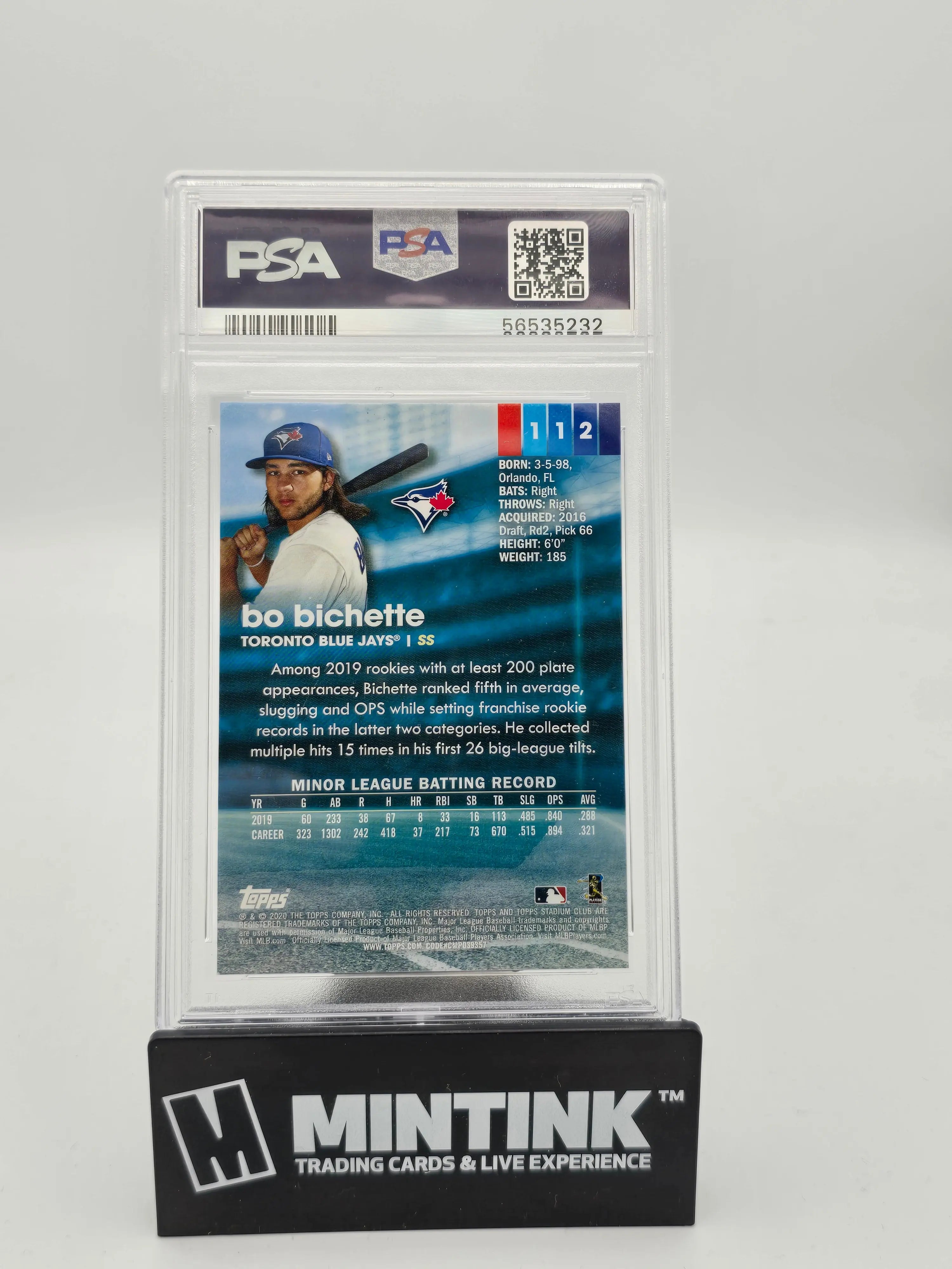 2020 Stadium Club Baseball Bo Bichette RC Rookie #112 PSA 10 