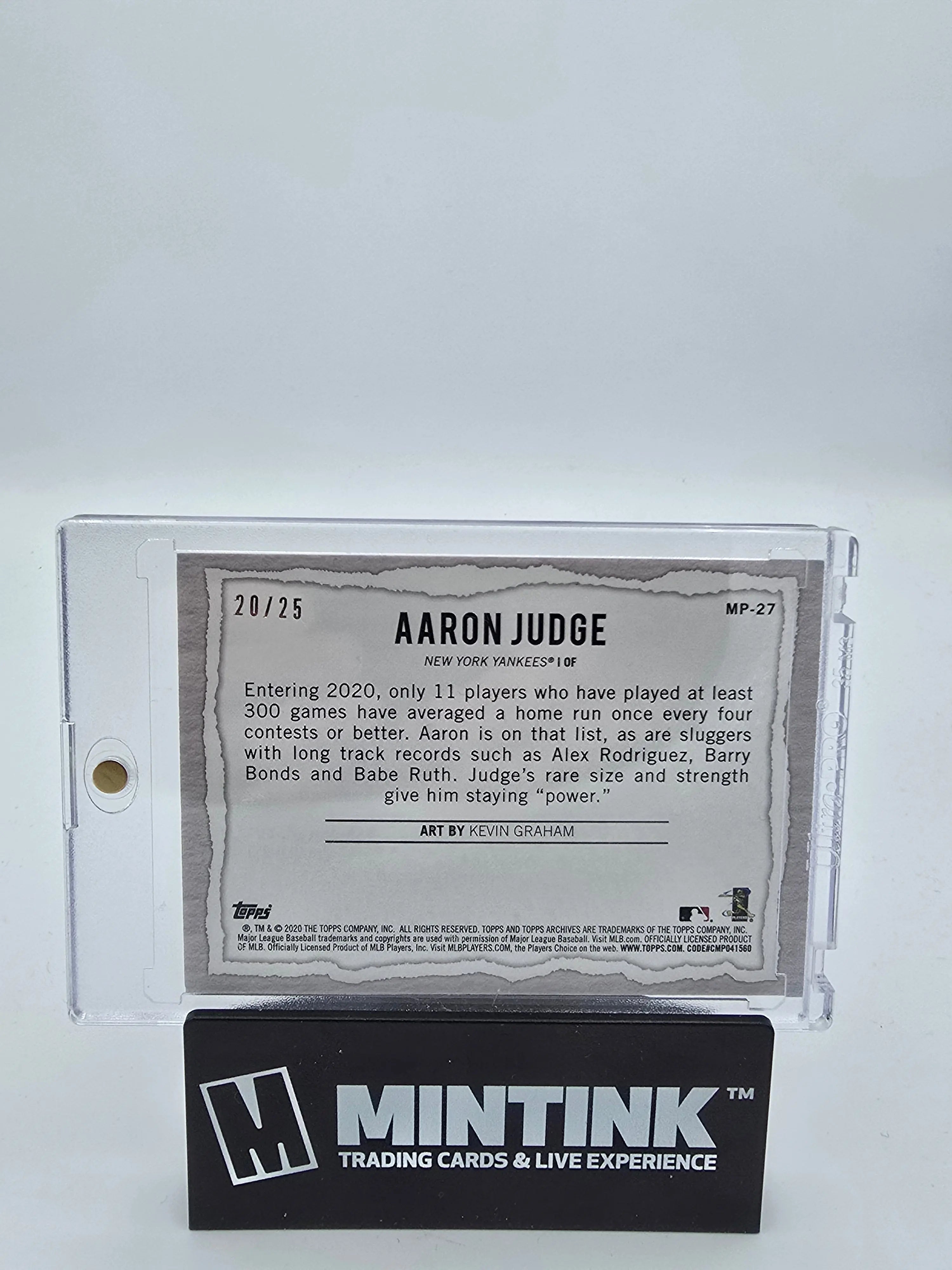 2020 Topps Baseball Aaron Judge Orange Modern Artists By: Kevin Graham /25 #MP-27 