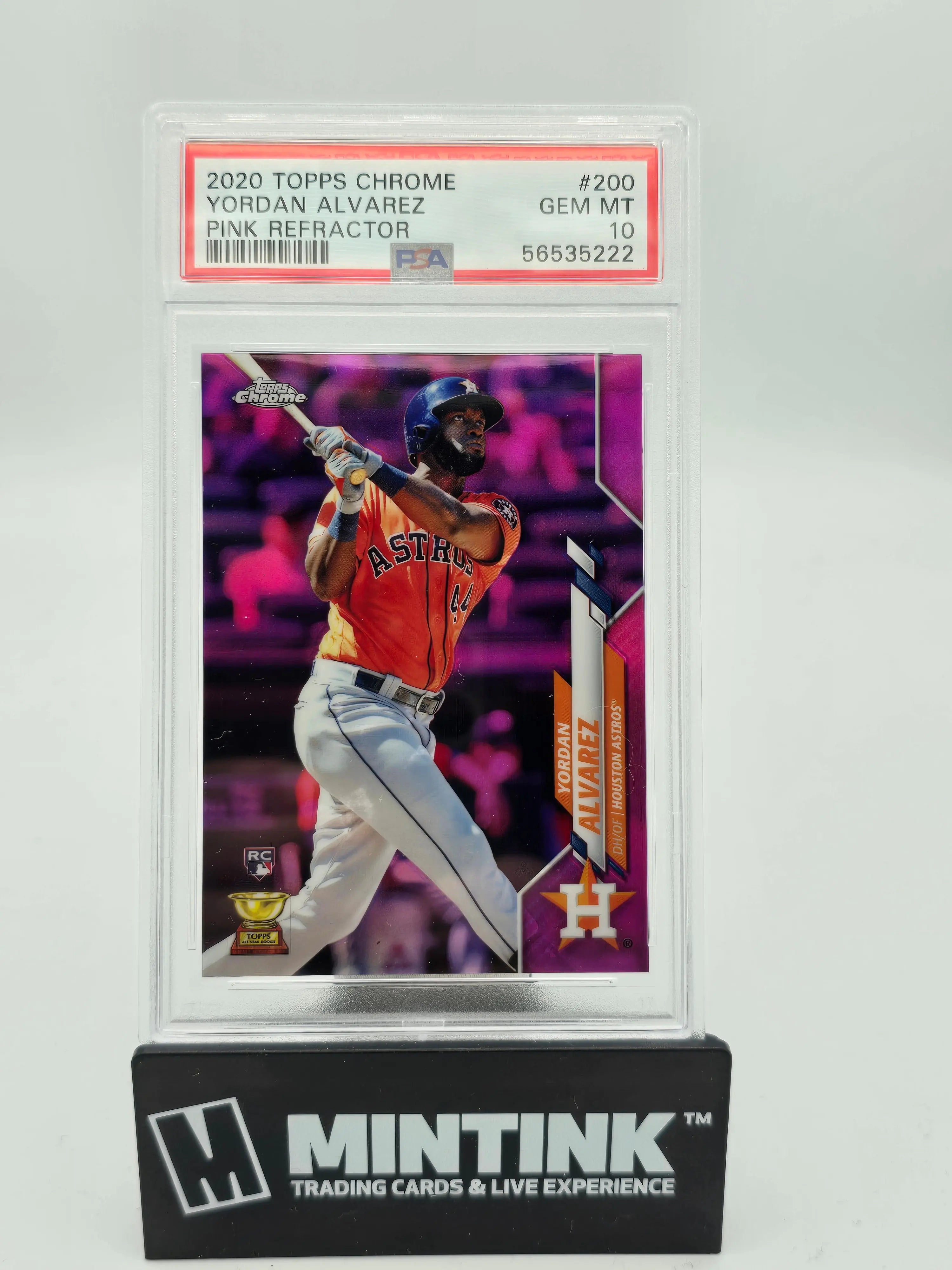 2020 Topps Chrome Baseball Yordan Alvarez RC Rookie Pink Refractor PSA 10 