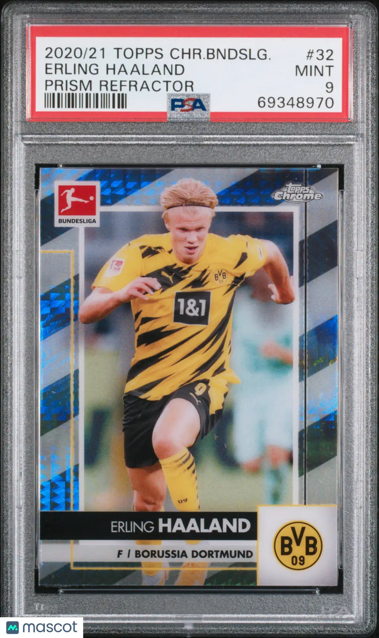 2020 Topps Chrome Bundesliga Erling Haaland Prism Refractor PSA 9 /199 