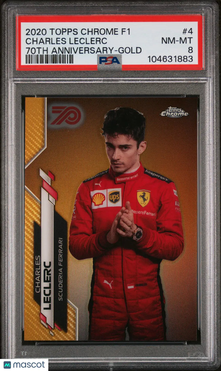 2020 Topps Chrome F1 Charles Leclerc RC Rookie 70th Anniversary Gold PSA 8 