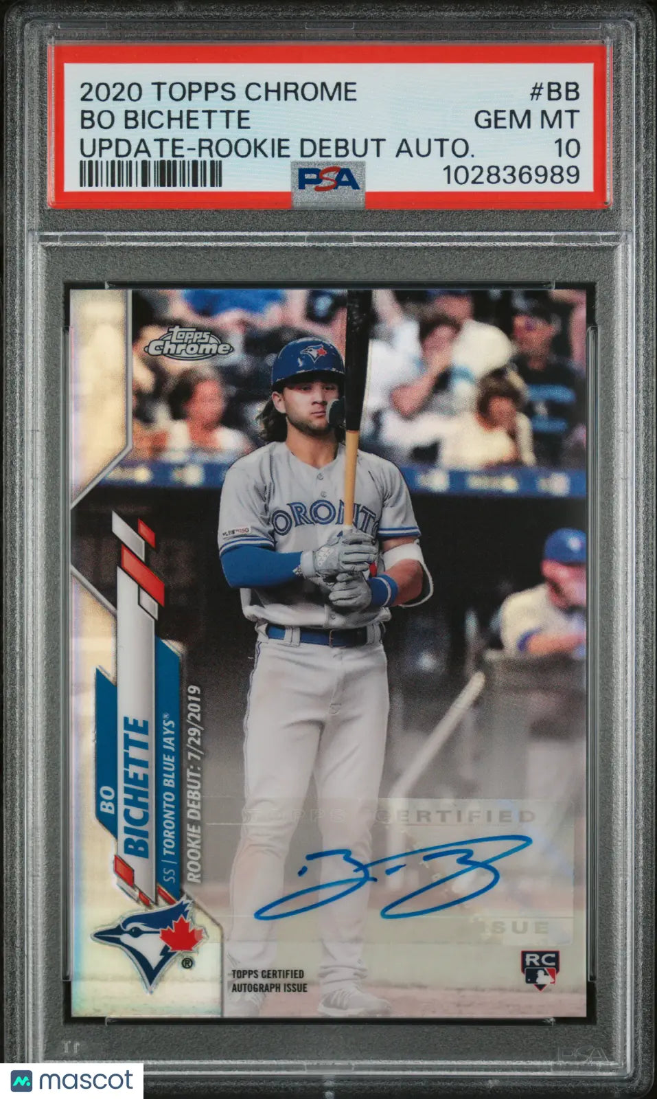 2020 Topps Chrome Update Rookie Debut Autographs Bo Bichette PSA 10 