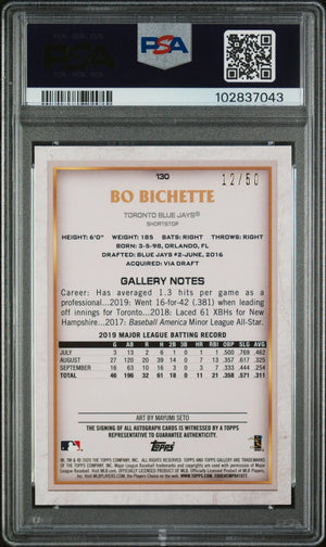 2020 Topps Gallery Baseball Bo Bichette RC Rookie Autograph Blue PSA 10 /50 