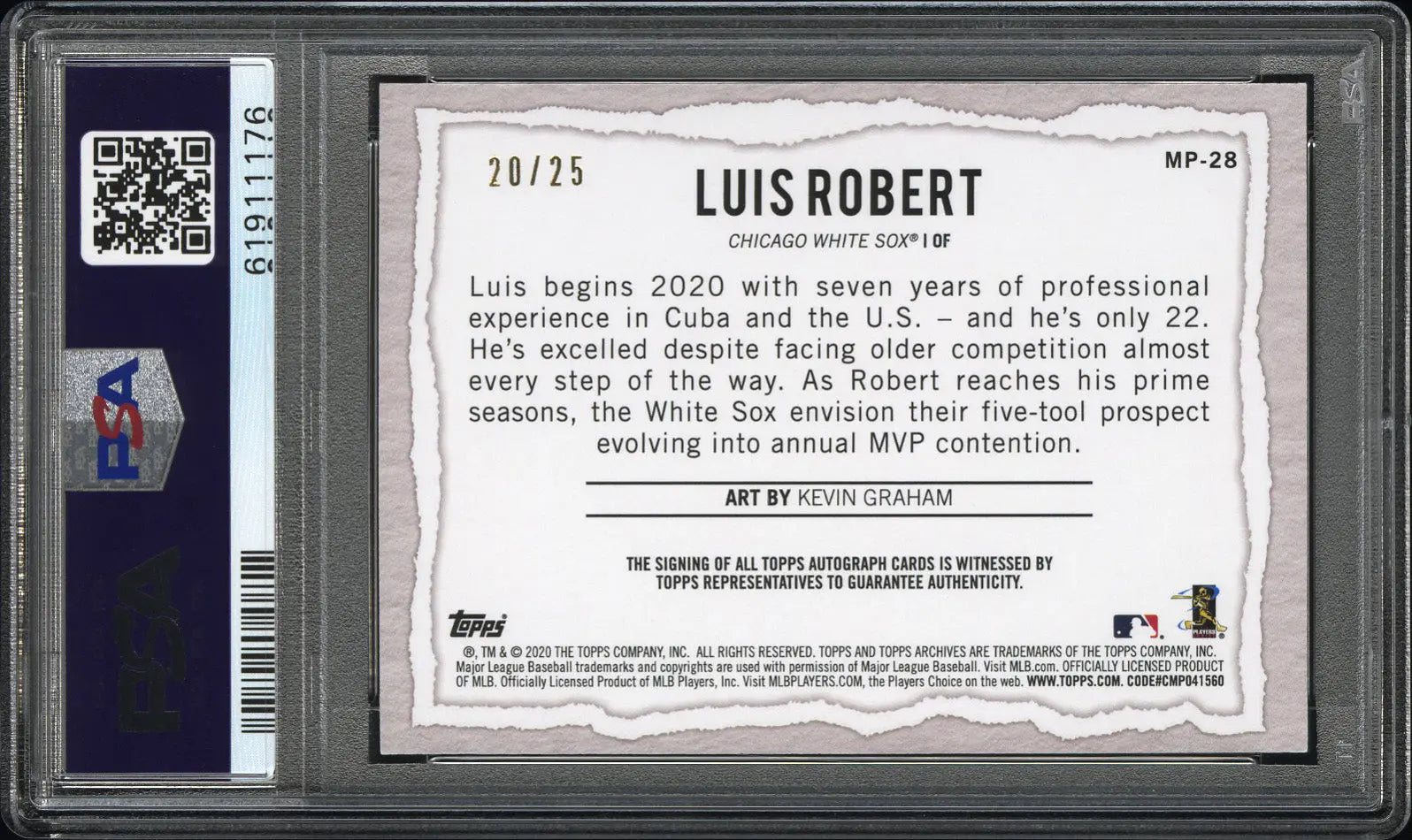 2020 Topps Gallery Baseball Modern Artists Luis Robert Autograph PSA 10 /25 