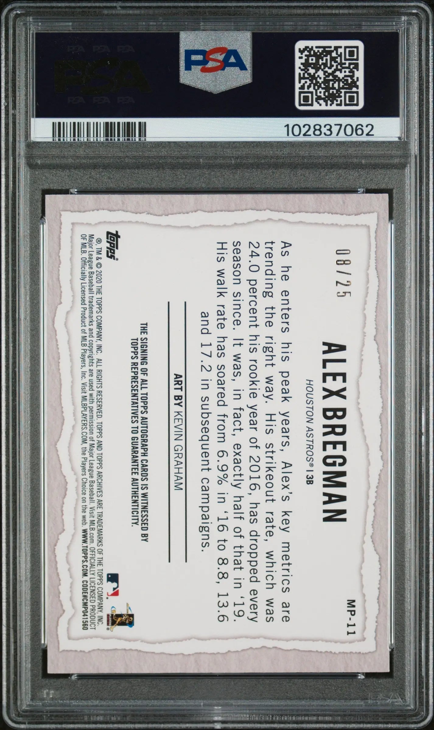 2020 Topps Gallery Modern Artists Autographs Alex Bregman PSA 9 /25 