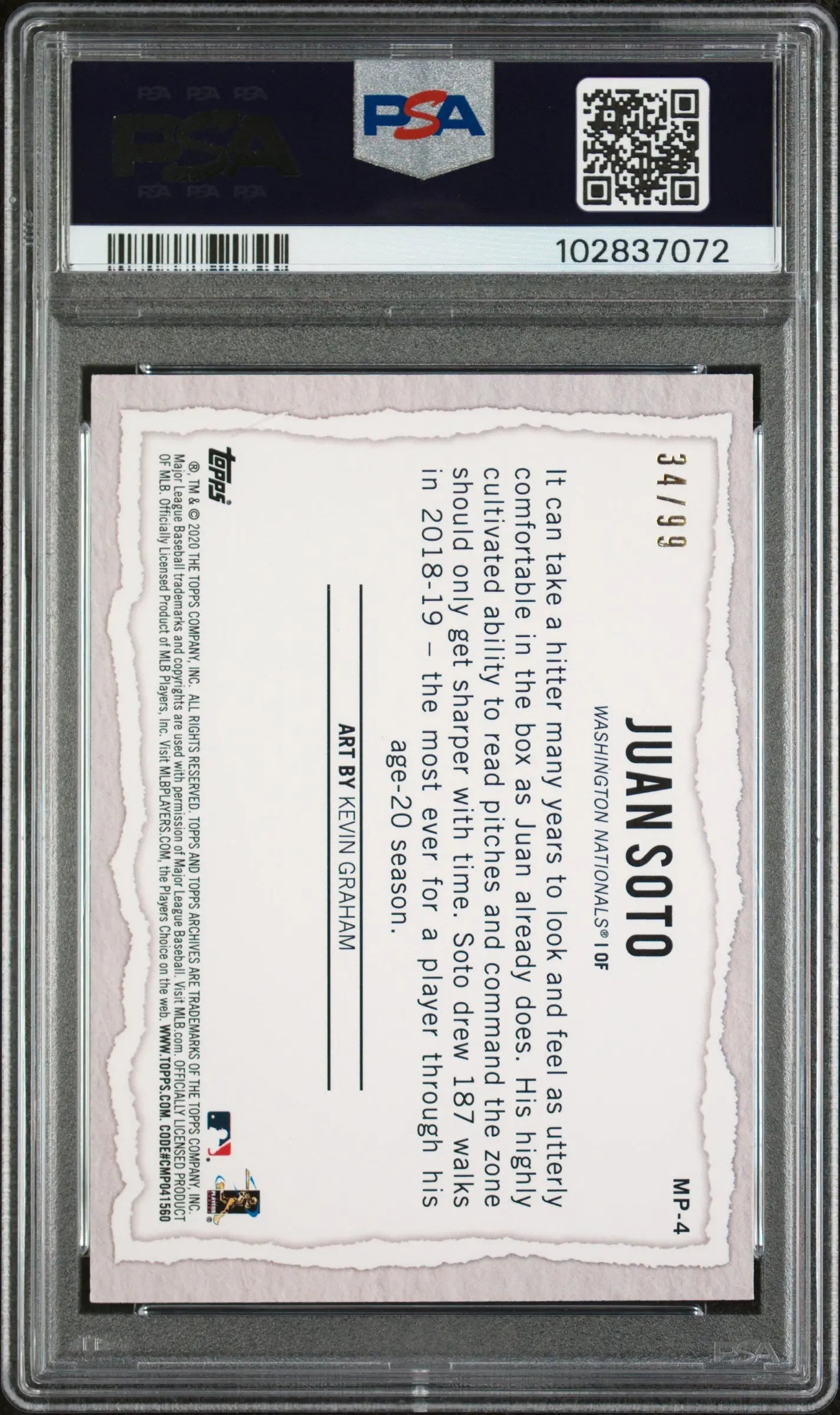 2020 Topps Gallery Modern Artists Blue Juan Soto PSA 8 /99 