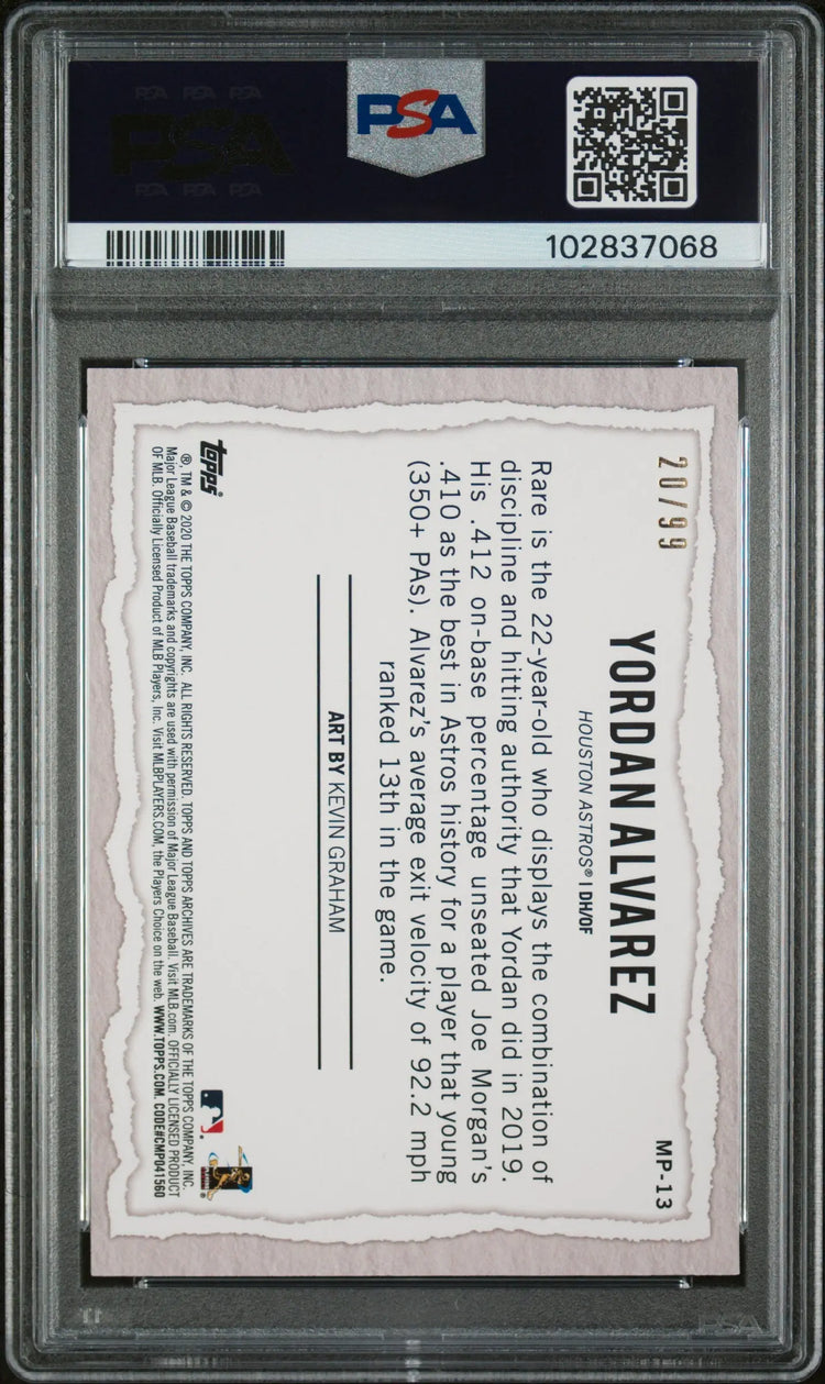 2020 Topps Gallery Modern Artists Blue Yordan Alvarez RC PSA 9 /99 