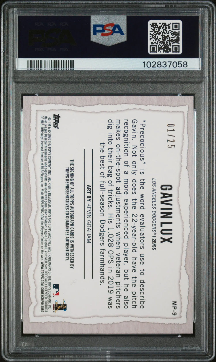 2020 Topps Gallery Modern Artists Gavin Lux RC Rookie Auto PSA 10 1/25 